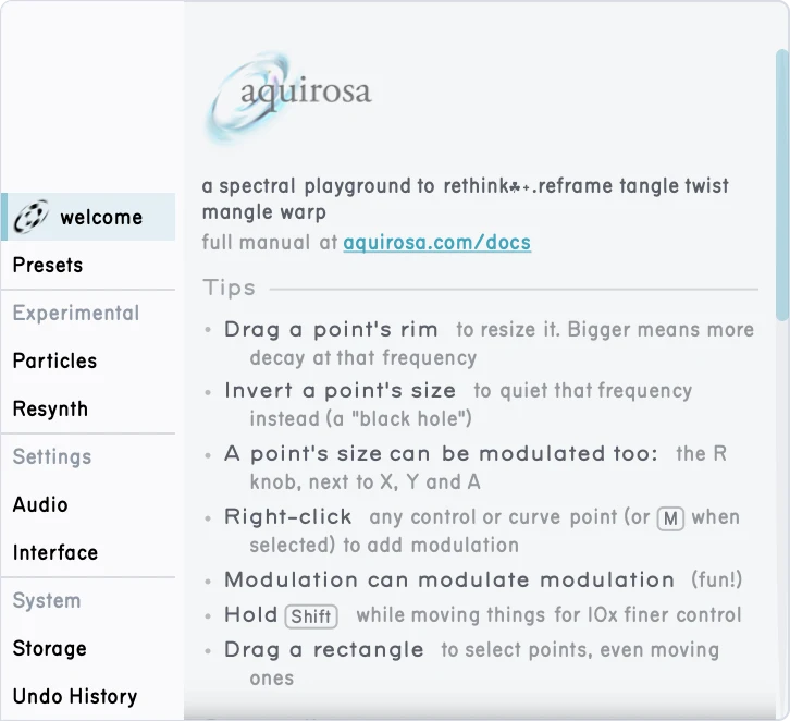 The main menu, with all release-visible sections in order.